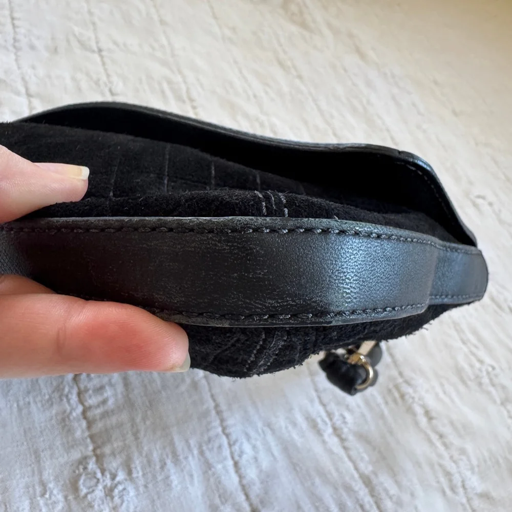 Coccinelle Suede Leather Shoulder Flap Bag / Convertible to a Clutch